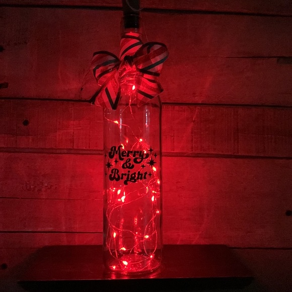 ‘Merry & Bright’ Wine Bottle Lantern - Picture 6 of 9